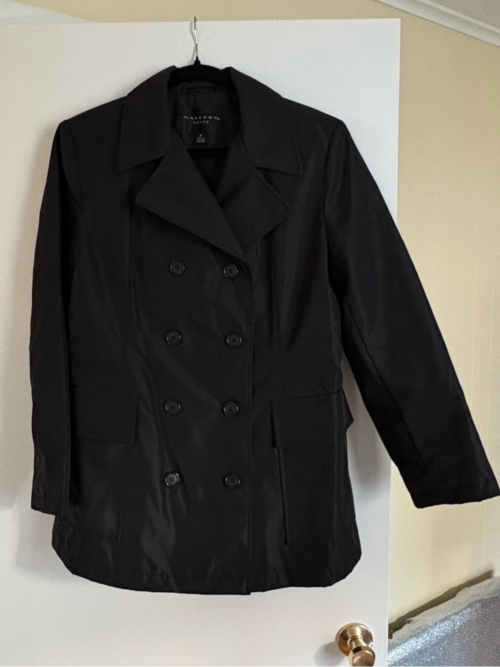 Gallery Black Double-Breasted Pea Coat